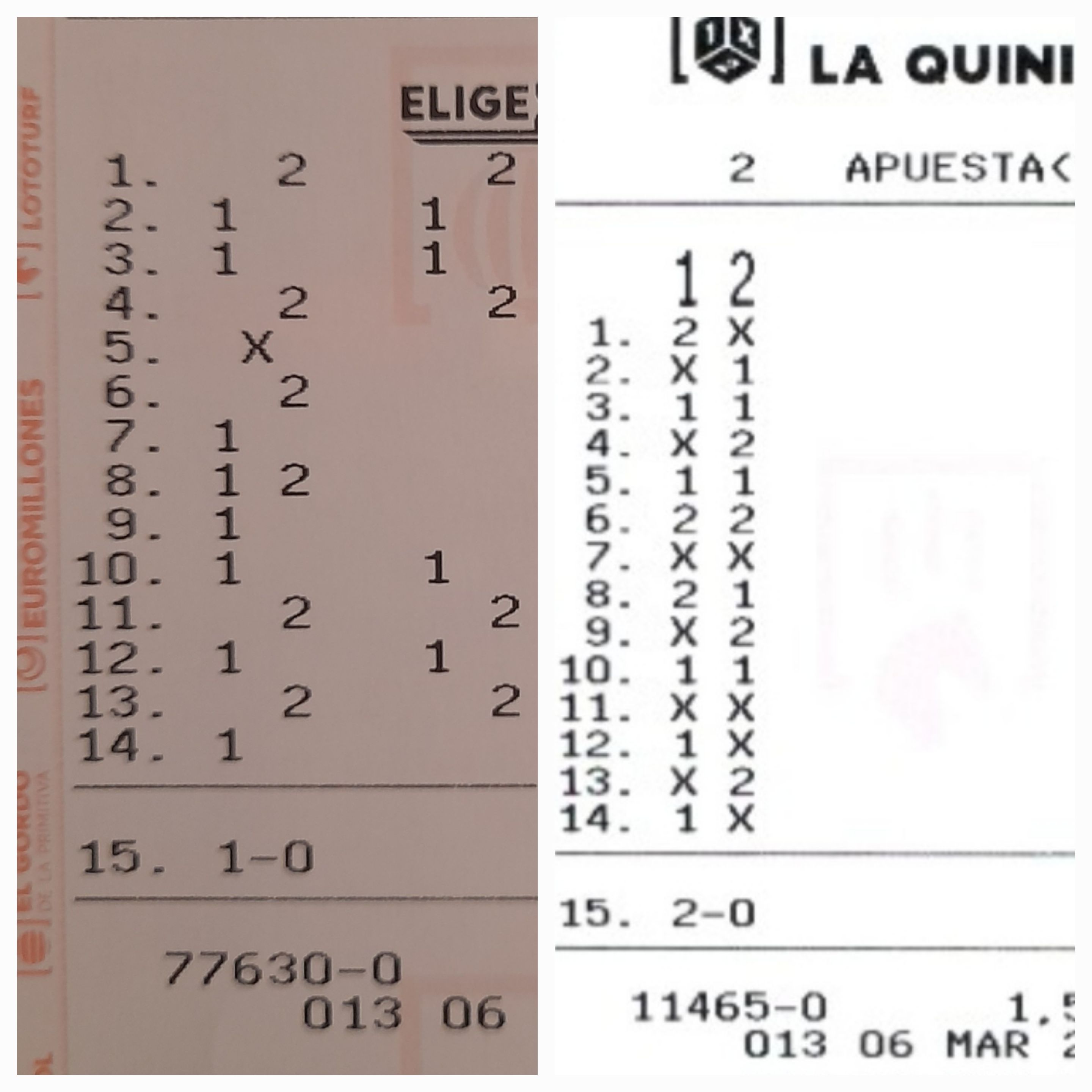 Partidos jugados de la quiniela