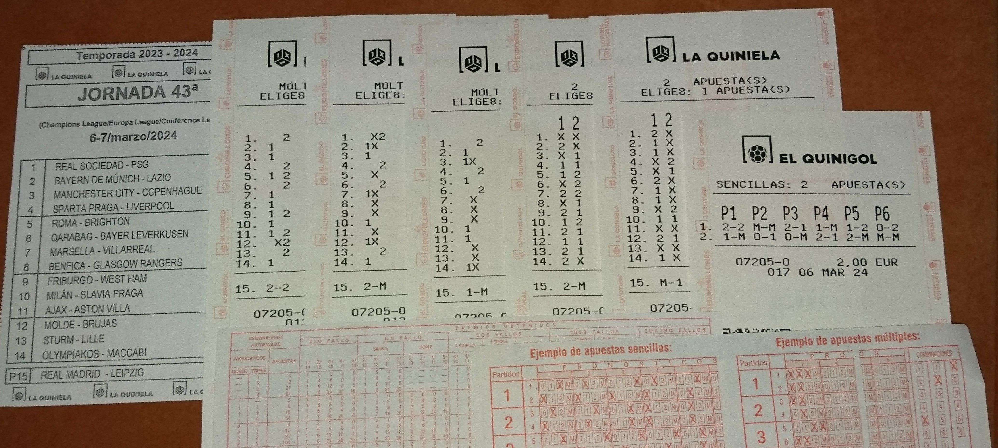 Partidos jugados de la quiniela