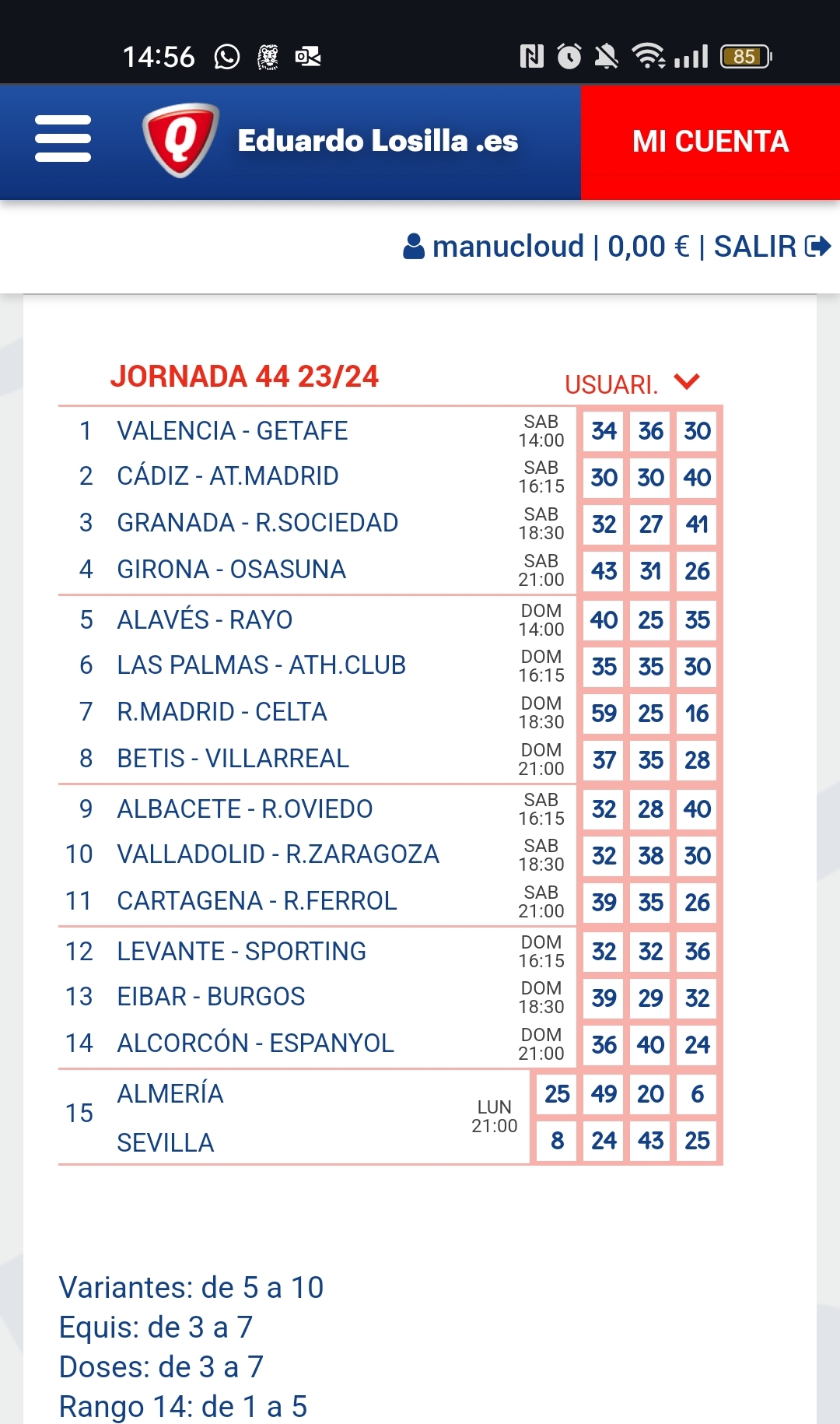 Resultados quiniela futbol directo